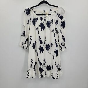Simply Irresistible Dress Crinkle Gauze Embroidered Off Shoulder Ruffle Sz S